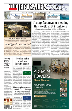 Prima pagina The Jerusalem Post di oggi - Quotidiano estero
