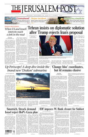 Prima pagina The Jerusalem Post di oggi - Quotidiano estero