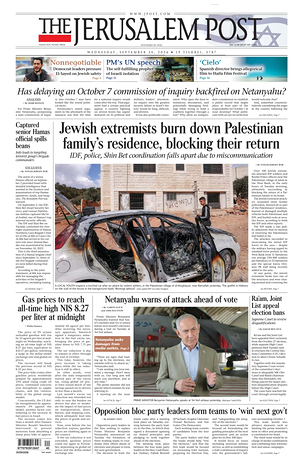 Prima pagina The Jerusalem Post di oggi - Quotidiano estero