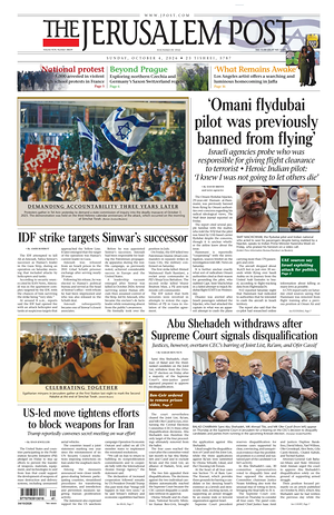 Prima pagina The Jerusalem Post di oggi - Quotidiano estero