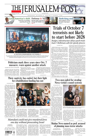 Prima pagina The Jerusalem Post di oggi - Quotidiano estero