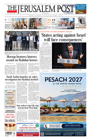Prima pagina The Jerusalem Post di oggi - Quotidiano estero