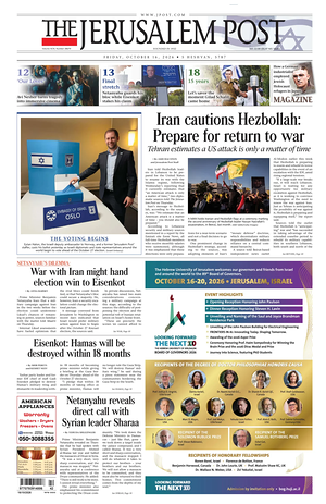 Prima pagina The Jerusalem Post di oggi - Quotidiano estero