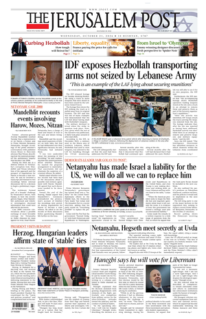 Prima pagina The Jerusalem Post di oggi - Quotidiano estero