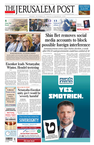 Prima pagina The Jerusalem Post di oggi - Quotidiano estero