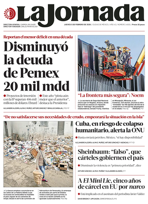 Prima pagina La Jornada di oggi - Quotidiano estero