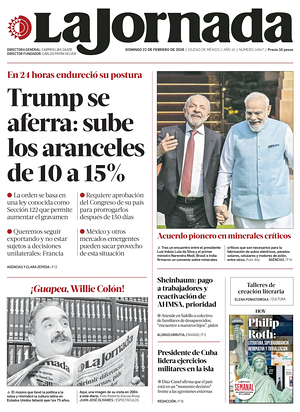 Prima pagina La Jornada di oggi - Quotidiano estero