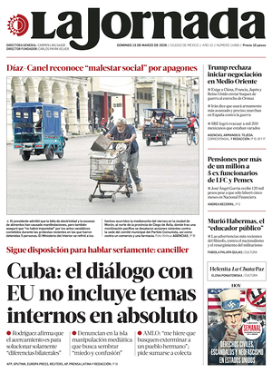 Prima pagina La Jornada di oggi - Quotidiano estero