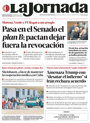 Prima pagina La Jornada di oggi - Quotidiano estero