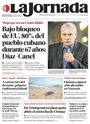 Prima pagina La Jornada di oggi - Quotidiano estero