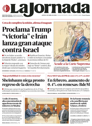 Prima pagina La Jornada di oggi - Quotidiano estero