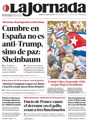 Prima pagina La Jornada di oggi - Quotidiano estero