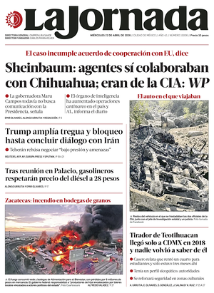 Prima pagina La Jornada di oggi - Quotidiano estero