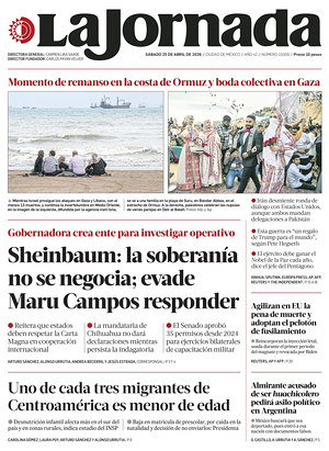 Prima pagina La Jornada di oggi - Quotidiano estero