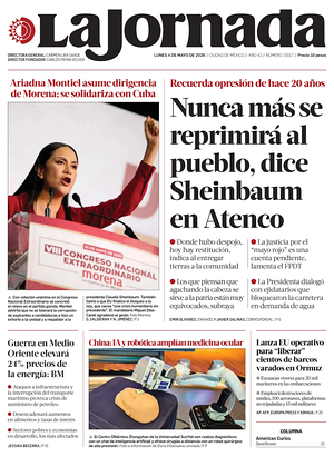 Prima pagina La Jornada di oggi - Quotidiano estero