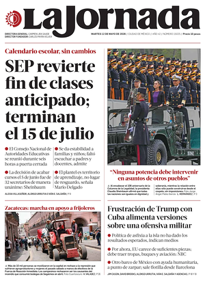 Prima pagina La Jornada di oggi - Quotidiano estero