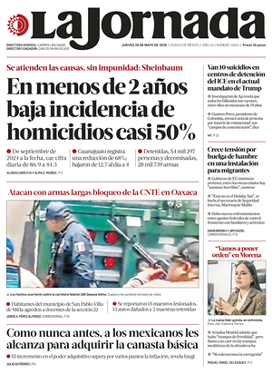 Prima pagina La Jornada di oggi - Quotidiano estero