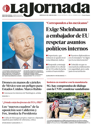 Prima pagina La Jornada di oggi - Quotidiano estero