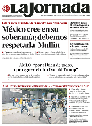Prima pagina La Jornada di oggi - Quotidiano estero