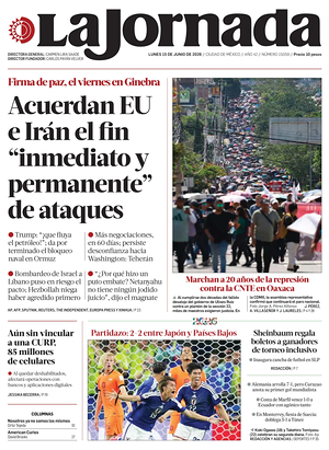 Prima pagina La Jornada di oggi - Quotidiano estero