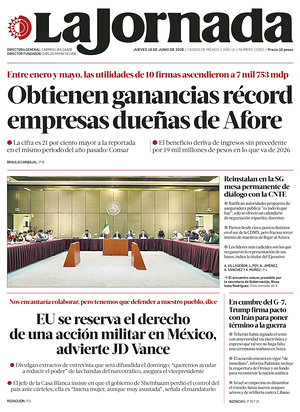 Prima pagina La Jornada di oggi - Quotidiano estero