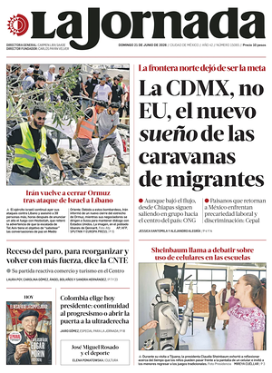 Prima pagina La Jornada di oggi - Quotidiano estero
