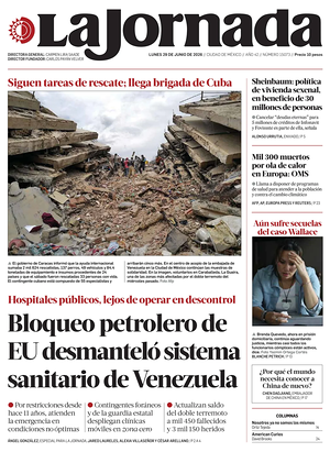 Prima pagina La Jornada di oggi - Quotidiano estero