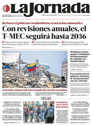 Prima pagina La Jornada di oggi - Quotidiano estero
