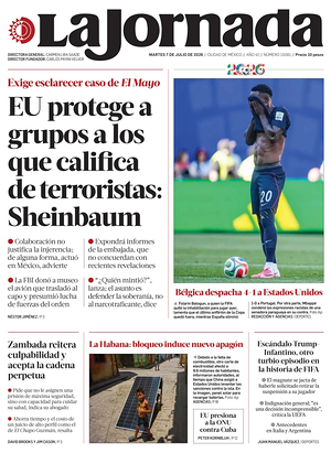 Prima pagina La Jornada di oggi - Quotidiano estero