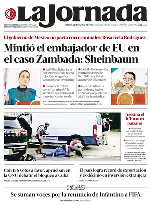 Prima pagina La Jornada di oggi - Quotidiano estero