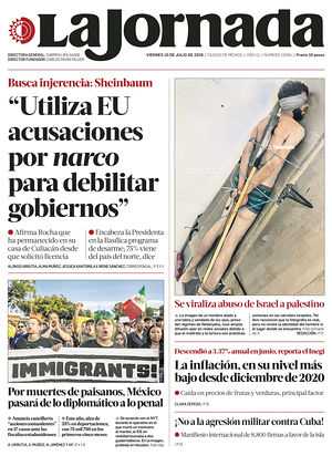 Prima pagina La Jornada di oggi - Quotidiano estero