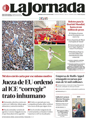 Prima pagina La Jornada di oggi - Quotidiano estero