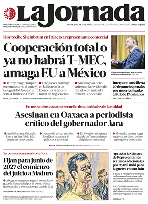 Prima pagina La Jornada di oggi - Quotidiano estero