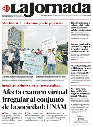 Prima pagina La Jornada di oggi - Quotidiano estero