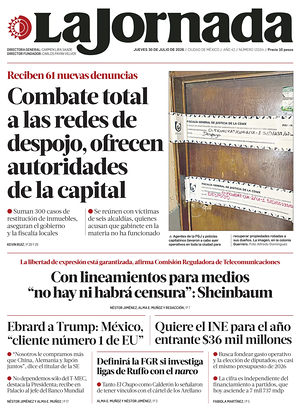 Prima pagina La Jornada di oggi - Quotidiano estero