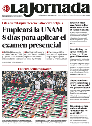 Prima pagina La Jornada di oggi - Quotidiano estero