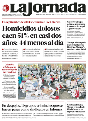 Prima pagina La Jornada di oggi - Quotidiano estero