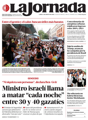 Prima pagina La Jornada di oggi - Quotidiano estero