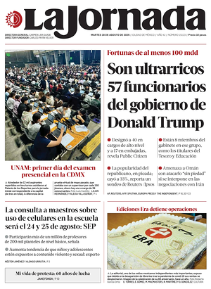 Prima pagina La Jornada di oggi - Quotidiano estero