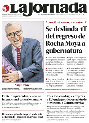 Prima pagina La Jornada di oggi - Quotidiano estero