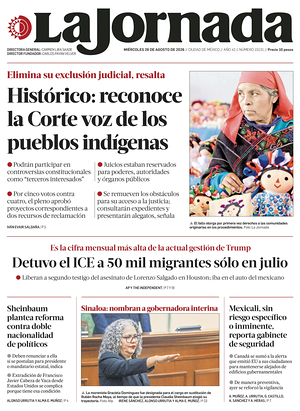 Prima pagina La Jornada di oggi - Quotidiano estero