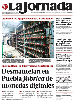 Prima pagina La Jornada di oggi - Quotidiano estero