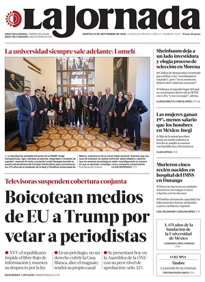 Prima pagina La Jornada di oggi - Quotidiano estero