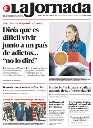Prima pagina La Jornada di oggi - Quotidiano estero