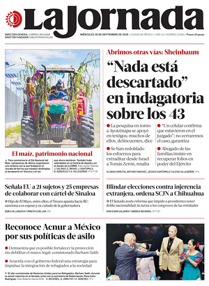 Prima pagina La Jornada di oggi - Quotidiano estero