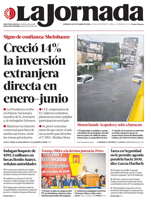 Prima pagina La Jornada di oggi - Quotidiano estero