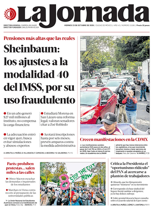 Prima pagina La Jornada di oggi - Quotidiano estero