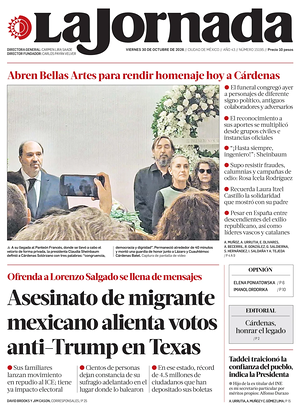 Prima pagina La Jornada di oggi - Quotidiano estero