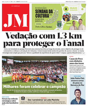 Capa de Jornal da Madeira de hoje - Jornal regionais