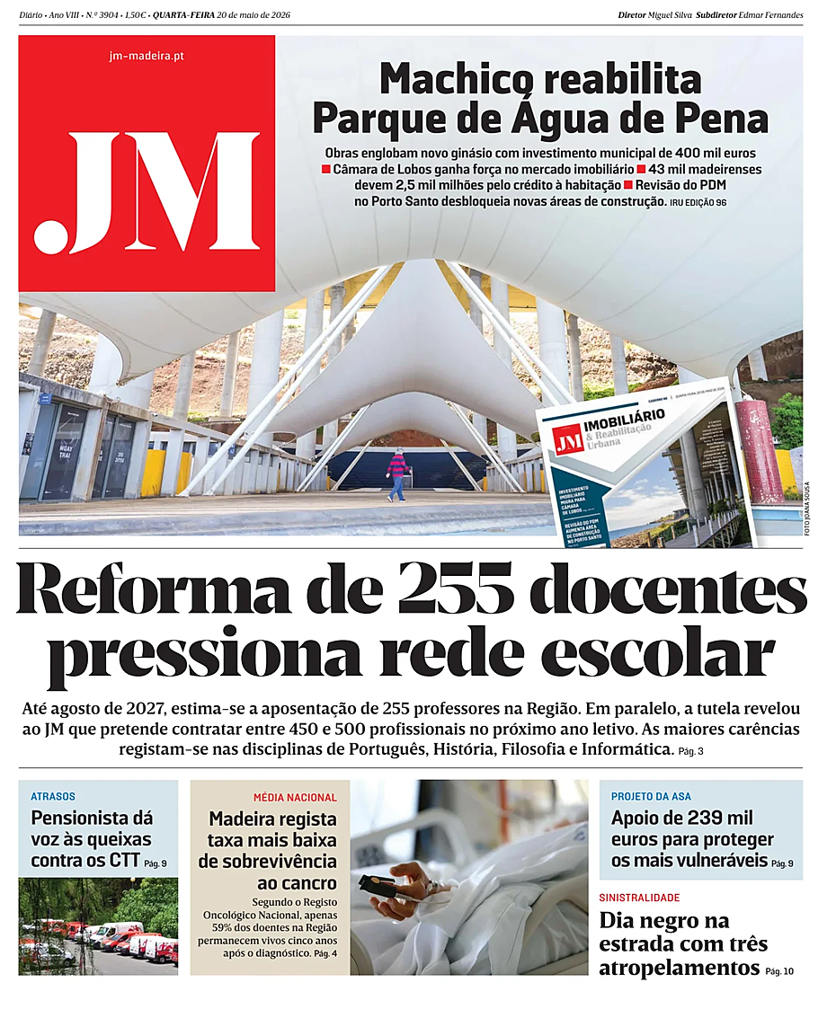 Capa de Jornal da Madeira de hoje - Imprensa 20 Maio 2026